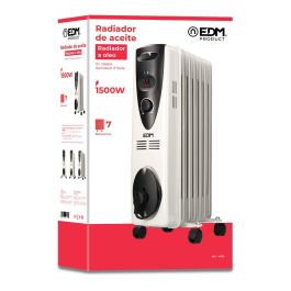 Edm Radiador de aceite 1500W 7 elementos con termostato y protección contra sobrecalentamiento