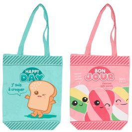 The Concept Factory Bolsa Tote Bag Kawaii Modelos Surtidos: Happy Day (verde), Bonjour (rosa) Algodón