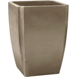 PALMEA Jarrón Alto Arbustero 65 L - Doble Pared - Reserva de Agua Integrada - 47 x 47 x 65 cm - Taupe - EDA