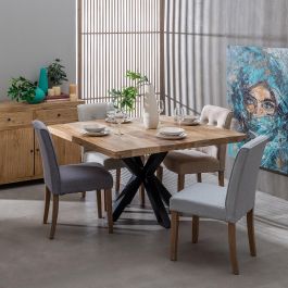 Mesa Comedor Natural-Negro 130 X 130 X 76 cm