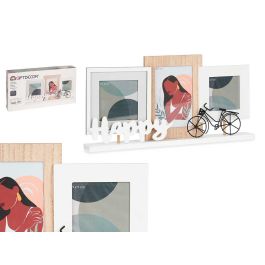 Portafotos Triple Happy Giftdecor 40x21x6 cm Madera MDF Blanco/Marrón (6 Unidades) Precio: 88.95000037. SKU: B13HTRJY9X