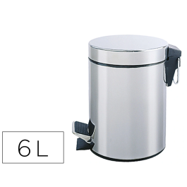 Q-connect Papelera de Metal con Pedal Cromada 32x21 cm Capacidad 6 Litros Precio: 23.68999952. SKU: BIX36095