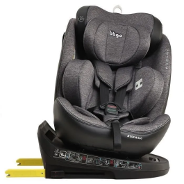 Bbgo Silla de Coche Giratoria BBG8437027499029 Desde Nacimiento hasta 12 Años I-SIZE 40-150 cm ISOFIX Gris Fibra de Bambú Piel Sintética