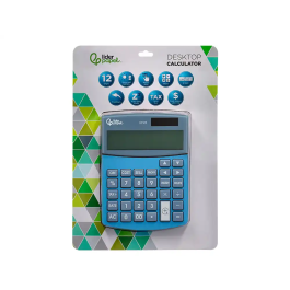 Liderpapel XF28 Calculadora Sobremesa 12 Dígitos Doble Línea, Coste, Venta, Margen, Tasas, Solar y Pilas, Azul 155x115x25 mm