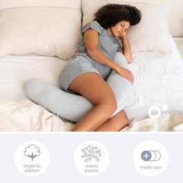 doomoo Twisty Almohada 2 en 1 para embarazo y lactancia - Ultra Comfort - Relleno de microperlas ultrafino, gris doomoo Twisty Almohada 2 en 1 para embarazo y lactancia - Ultra Comfort - Relleno de microperlas ultrafino, gris