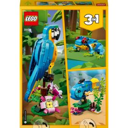 LEGO 31136 Creador 3-en-1: Loro Exótico, Modelo Rana y Pez. Set de Construcción de Figuras de Animales de la Jungla