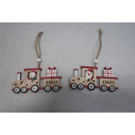 DKD Home Decor Decoración Colgante Navidad Tradicional con Diseño de Tren, en MDF y Cuerda, Colores Natural y Rojo, Pack 24 Unidades Precio: 12.24036. SKU: B18JMZCTB3