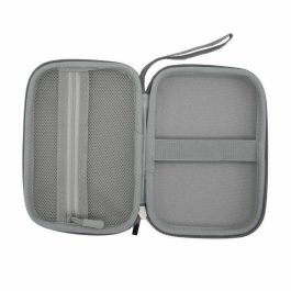 AISENS ASBG-005-GR Estuche Protector Rígido para Disco Duro Externo 2.5" Gris, Algodón y Lino, con Cremallera y Compartimento para Cables