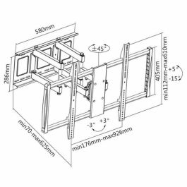 TooQ LP75100TN-B Soporte TV de Pared Full Motion hasta 60" (152 cm) 80 kg VESA 200x200-900x600 mm Extensible 7-62.5 cm Negro