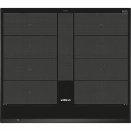 Siemens EX651LYC1F Placa de inducción IQ700 de 60 cm, 4 fuegos, Negra, 7400 W, 2 zonas flexibles, Dual LightSlider, 59.2x52.2 cm