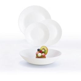 Luminarc Vajilla Zelie Opal 18 Piezas para 6 Personas Blanco Vidrio Templado Apto Lavavajillas y Microondas Fabricado en Francia