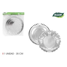 Bandeja redonda de plata con blonda 35 cm - Algon (48 Unidades) Precio: 37.50000056. SKU: B1C9VYS8KS