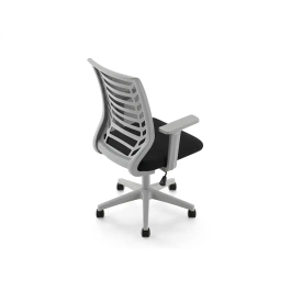 Rocada Silla de Oficina con Brazos Regulables, Respaldo de Malla y Asiento de Tela Ignífuga, Color Negro