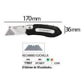 Cuter Q-Connect Metalico Ancho Plegable Con Mango Antideslizante Cuchilla 19 mm Xd-925 Conclip Blister 1 Unidad