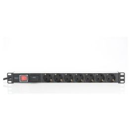 DIGITUS Regleta de Enchufes 7 Tomas Aluminio 2m Protección Sobretension