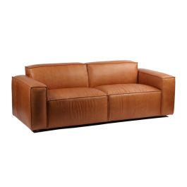 DKD Home Decor 2c24 Sofá Urban de Piel Cognac de 3 Plazas. Colección Top Sofás. Medidas: 214 Ancho x 94 Fondo x 77 Alto cm.