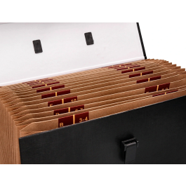 Liderpapel Maletín con fuelle y asa, cartón forrado, 19 departamentos, 255x390x120 mm, colores surtidos