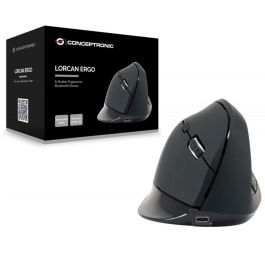 CONCEPTRONIC MOUSE BLUETOOH 5.2 ERGONOMICO 6 BOTONES 1600DPI BATERIA RECARGABLE COLOR NEGRO