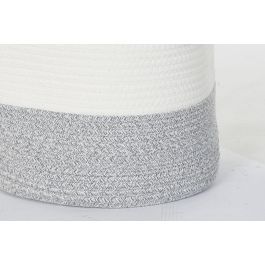 DKD Home Decor Cesta Boho Algodon Blanco Mostaza Negro Gris 34 x 40 x 34 cm (3 Unidades)