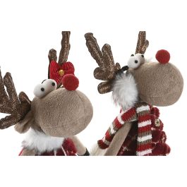 DKD Home Decor Figura Reno Decoración Navidad Alpina Poliéster Verde Rojo Marrón 16x41x23 cm 2 Unidades