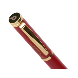 Belius Bolígrafo y Estuche Soirée Art Deco Granate y Dorado Tinta Azul Caja de Diseño