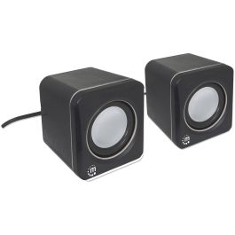 MANHATTAN 2600 Series Stereolautsprecher ber 3.5 mm-Klinkenstecker Strom ber USB-A kompaktes Format fr PCs und Notebooks schwarz