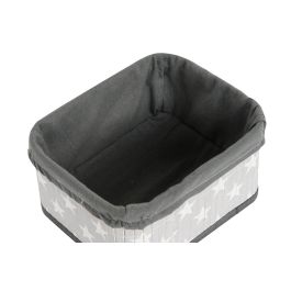 DKD Home Decor Cesta Tradicional Gris Blanco Set de 6 Piezas Bambú Poliéster Algodón MDF 51 x 35 x 33 cm
