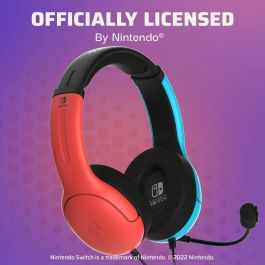 PDP LVL40 Auricular gaming con micrófono flexible y cancelación de ruido, altavoces 40mm, ligero y cómodo para Nintendo Switch azul/rojo