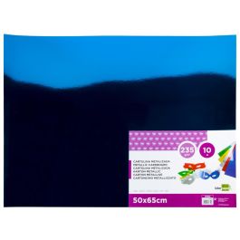 Liderpapel Cartulina Metalizada Azul, 235g, 50x65 cm, 10 Hojas para Manualidades y Cartelería