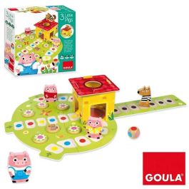 Goula Juego de Mesa Los 3 Cerditos de Madera, Escapa del Lobo - Para Niños 2-6 Años, hasta 4 Jugadores