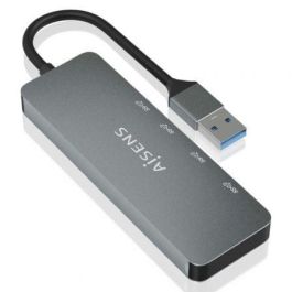AISENS - HUB USB 3.2 GEN2 10G USB-A, USB-A/M-2xUSB-C/H-2xUSB-A/H, GRIS, 15CM