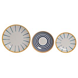 DKD Home Decor Vajilla Stipes Basicos Gres Azul Blanco Set 18 Piezas 26.5 x 3 x 26.5 cm Apto Microondas Lavavajillas Precio: 85.90000056. SKU: B1G3YHKAE9
