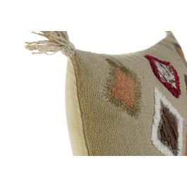 DKD Home Decor Funda Cojín de Poliéster Multicolor con Flecos y Cremallera 50x50 cm