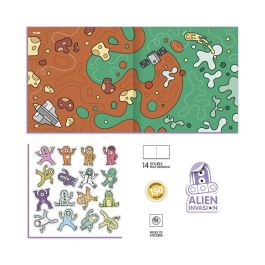Milan Cuaderno para colorear Alien invasion con 16 páginas y 150 adhesivos 21 x 21 cm
