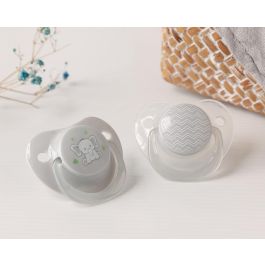 KioKids Set 2 Chupetes Ortodónticos Elefante Gris + 6 Meses Silicona Alta Calidad