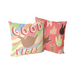 Funda de cojín HappyFriday Aware Good vibes Multicolor 50 x 50 cm 2 Piezas