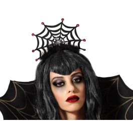 Diadema Halloween Telaraña Negra con Detalles Rojos Brillantes y Araña en el Centro Precio: 1.49999949. SKU: S1125767