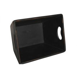 DKD Home Decor 1c24 Set de 4 Cajas Tradicionales de Madera de Abeto Negras con Asa para Almacenaje y Decoración 22 x 18 x 35 cm