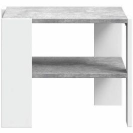 Mesa de centro PILVI con 2 bandejas - Estilo contemporáneo - Partículas de melamina - Decoración blanca y hormigón claro - L 55 x P 55 x H 45 cm