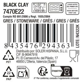 Fuente Oval Inde Black Clay 32x14.2x2.3 cm (10 Unidades)