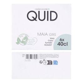 Quid Vaso Alto de Vidrio Maia 40 cL Azul con Relieve Apto Lavavajillas