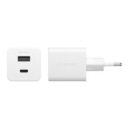 PanzerGlass Turbo Cargador Rápido GaN 35W con Puerto USB-C y USB-A, Incluye Cable USB-C, Color Blanco, Enchufe UE