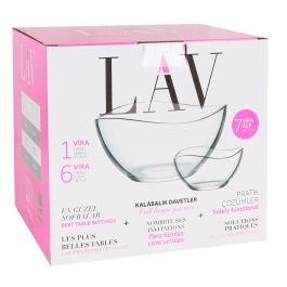 Lav Set 7 Piezas Vira: Ensaladera 21 cm + 6 Bols, 1880 cc y 310 cc (2 Cajas)