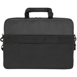 Targus City Gear Maletín para Portátil 14" (35,6 cm) Negro, Diseño Delgado con Asa y Tirante de Hombro Acolchado, Compartimentos y Correa para Trolley