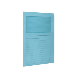 Q-connect Subcarpeta Cartulina A4 Azul con Ventana Transparente, 120 g/m²