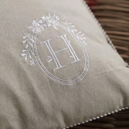 Cojín - HOY - CHARME - Chambray x Petite broderie Berenice - 40 x 40 cm