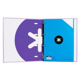 Carpeta Con Recambio Antartik A4 Cuadro 5 mm Forrada 4 Anillas 25 mm Redondas Color Lavanda