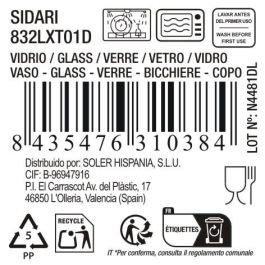 La Mediterranea Vaso Sidari 270 cc Transparente para Agua o Refresco, 8 x 8 x 10.2 cm (Pack de 6 Unidades) (48 Unidades)