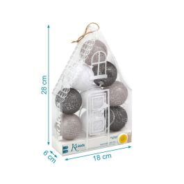 KioKids Guirnalda LED Gris 1,5m con 9 Bolas A Pilas para Habitación Infantil