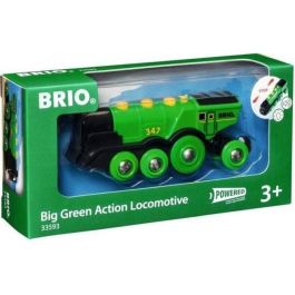 BRIO World - 33593 - Potente locomotora verde con baterías - Juguete de madera